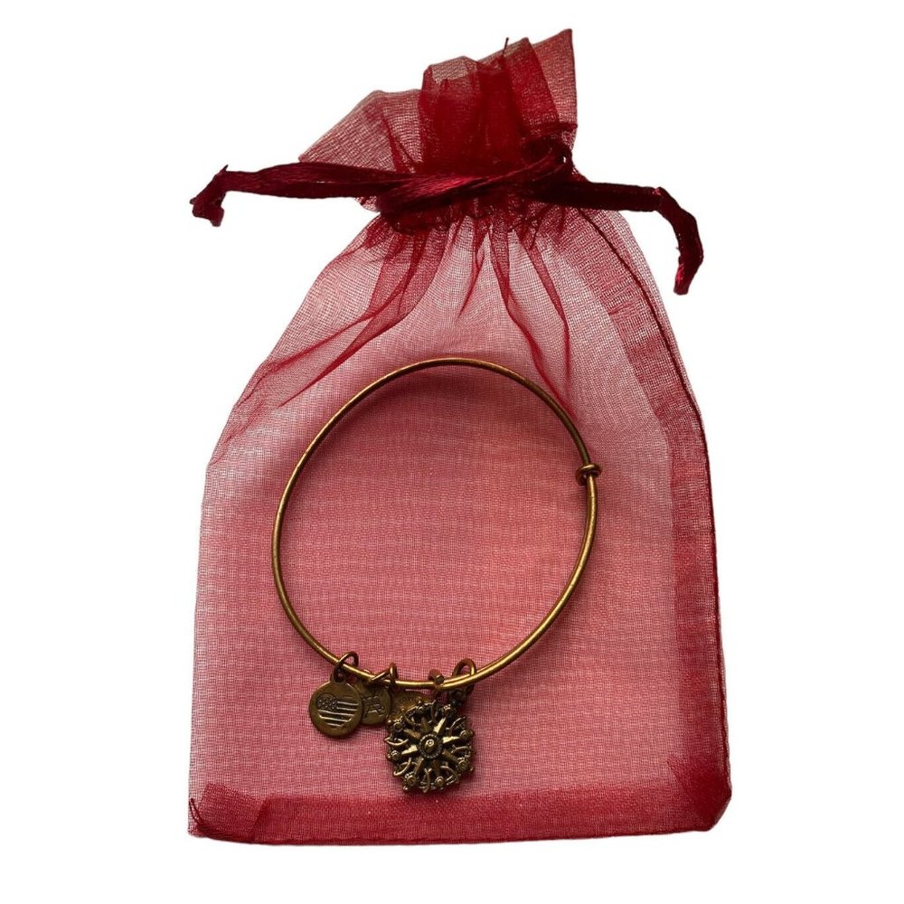 Alex and Ani Compass Bracelet Gold Tone Bangle & Charm